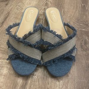 Comfort East 1946 denim beaded sandles. Size 8W